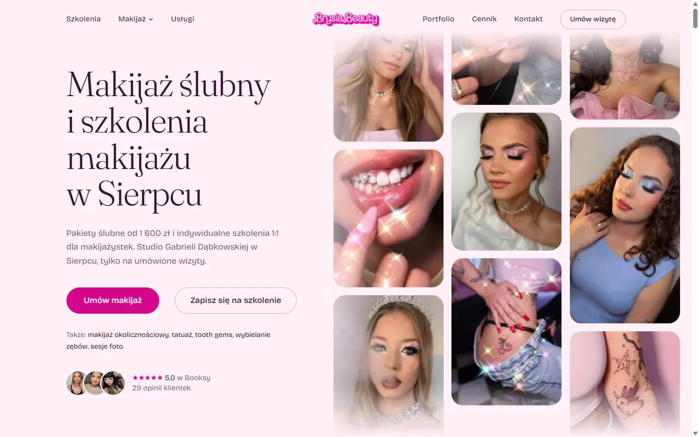 Strona studia Brysia Beauty, realizacja Novamarka