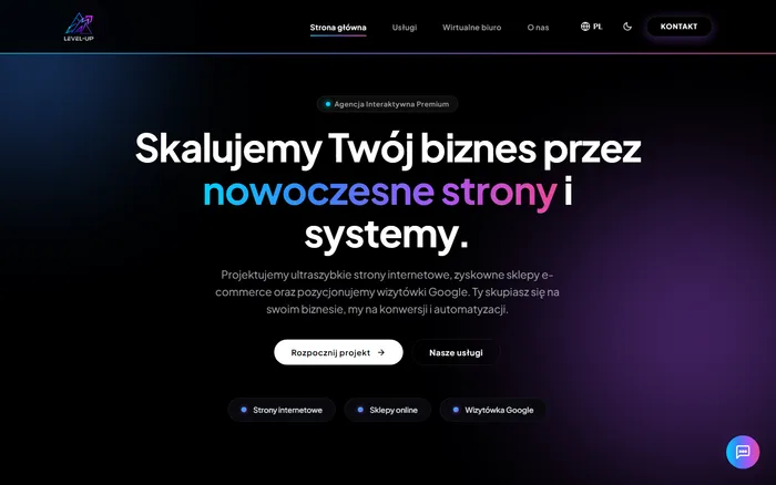 Zrzut ekranu strony Level Up Agency
